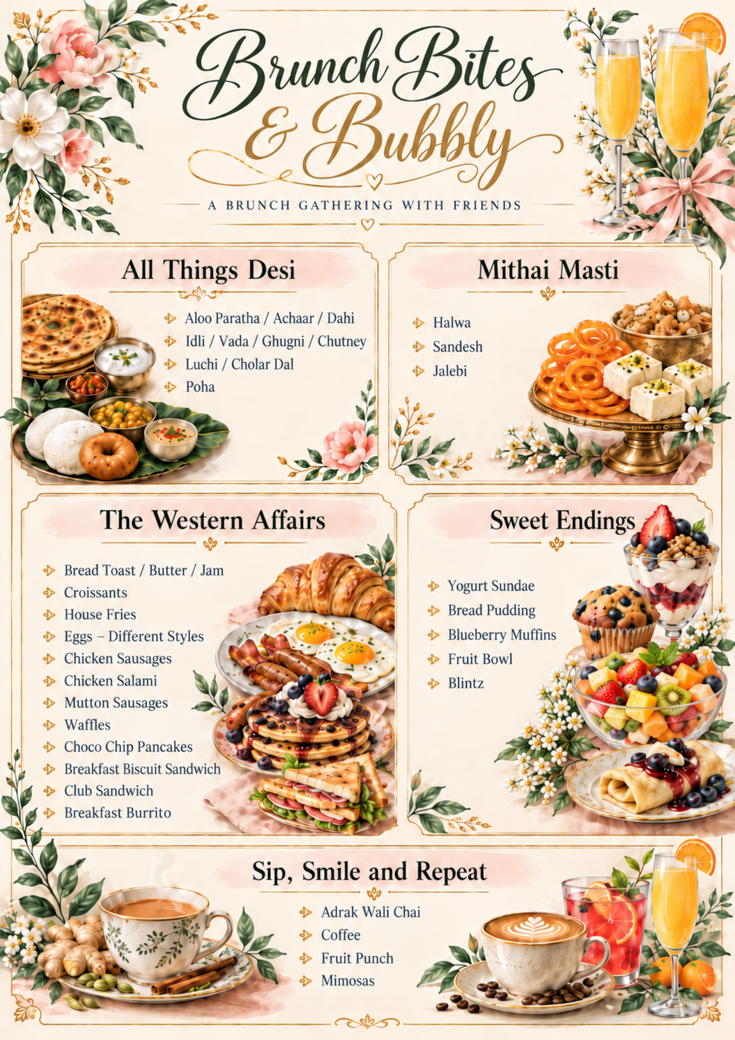 Brunch Bites & Bubbly Menu